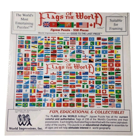 Vintage of The World ArtMap Jigsaw Puzzle 550 Pieces Puzzle - Picture 1 of 5